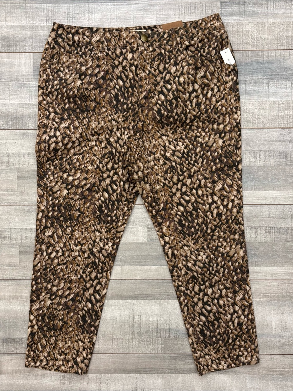 Coldwater Creek Brown Tan Animal Print Natural Fit Ankle Jeans Slim Women’s P14